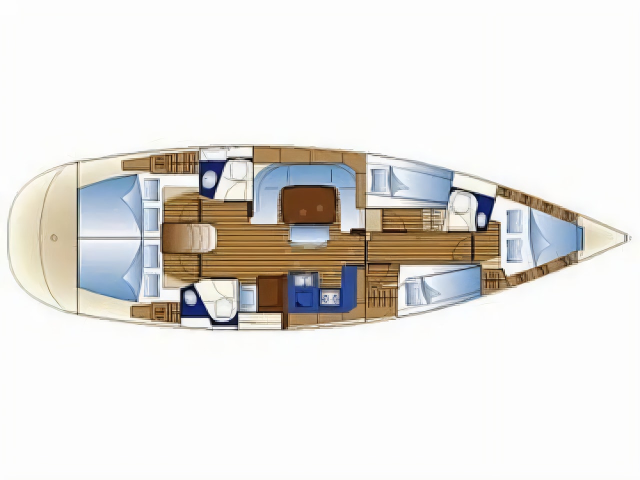 Interior of Bavaria 49 sail boat with 5 cabins Croatia yacht charter