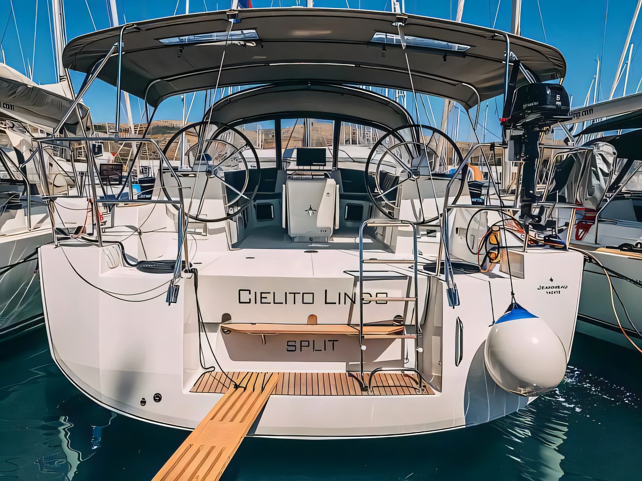Exterior overview of Jeanneau 54 sail boat for charter from Seget Donji Marina Baotic in the Split sailing area Croatia