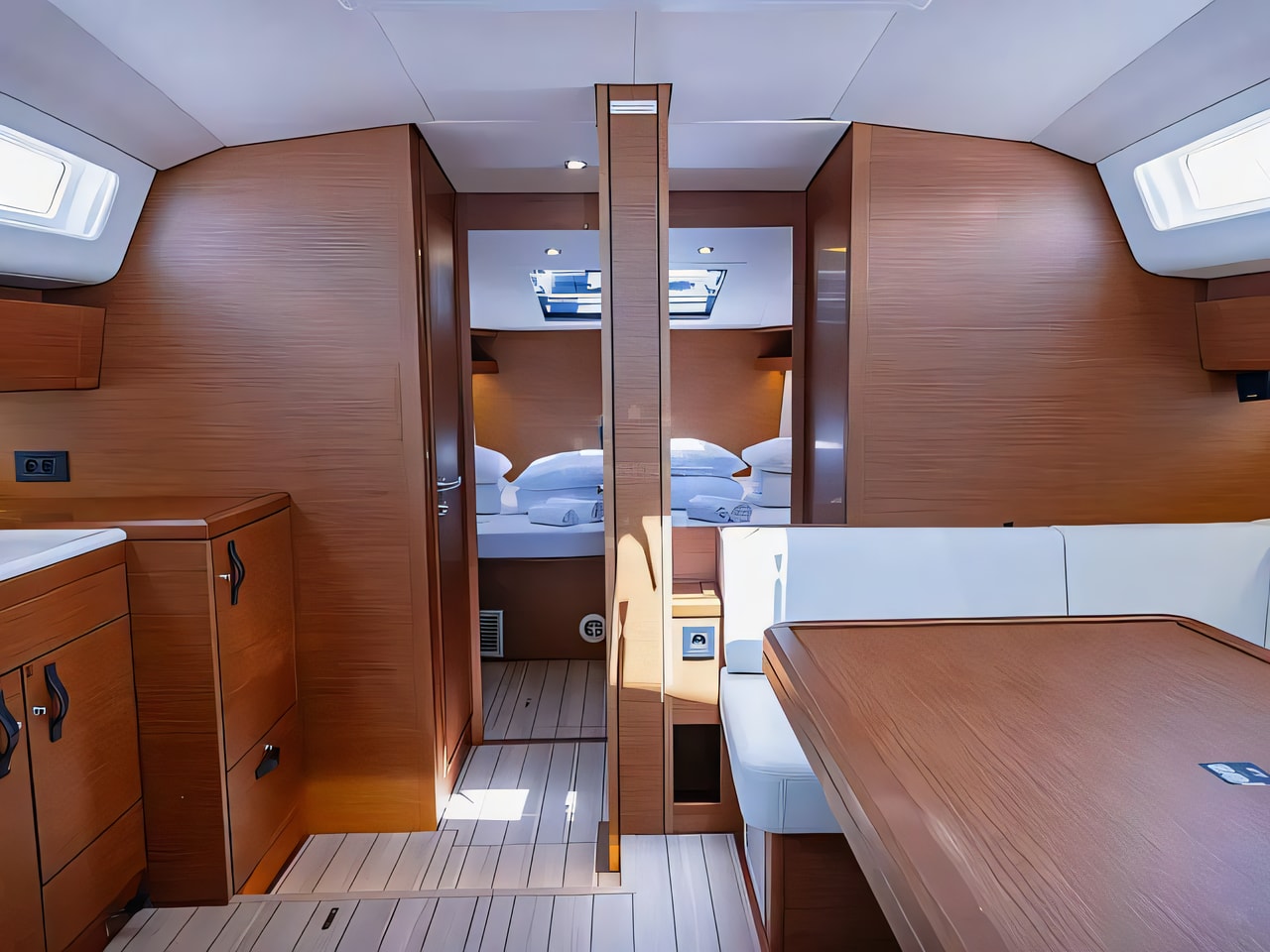 Layout of Jeanneau 54 sail boat with 5 cabins Croatia yacht charter