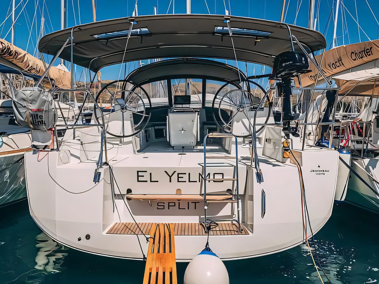 Exterior overview of Jeanneau 54 sail boat for charter from Seget Donji Marina Baotic in the Split sailing area Croatia