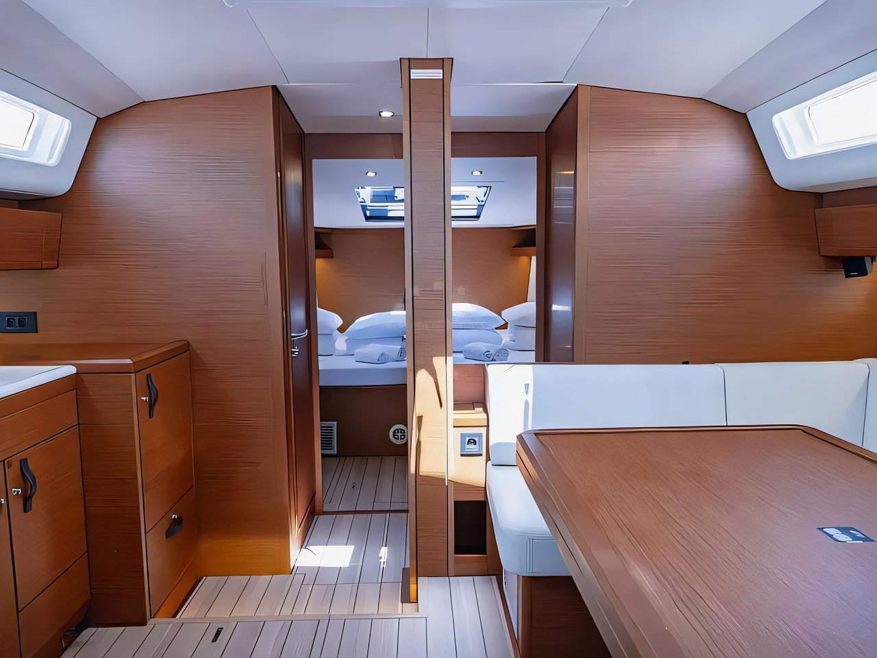 Layout of Jeanneau 54 sail boat with 5 cabins Croatia yacht charter
