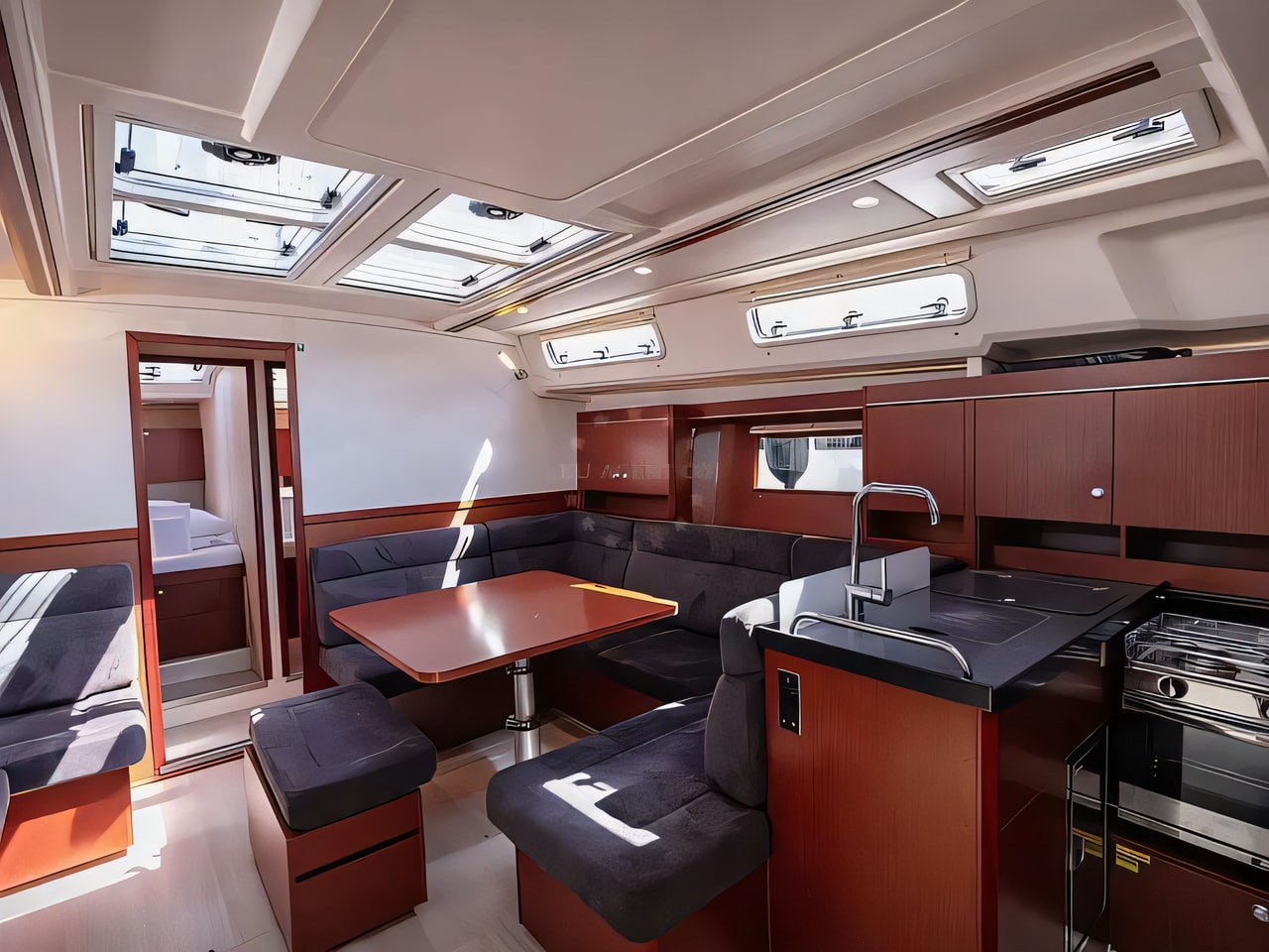 Layout of Hanse 455 sail boat with 4 cabins Croatia yacht charter