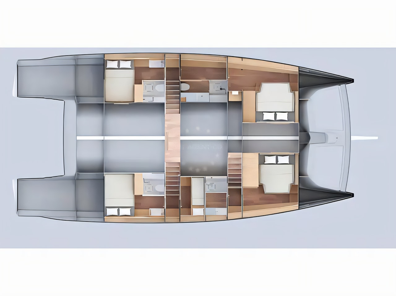 Interior of Mazarin 55 catamaran with 5 cabins Croatia yacht charter