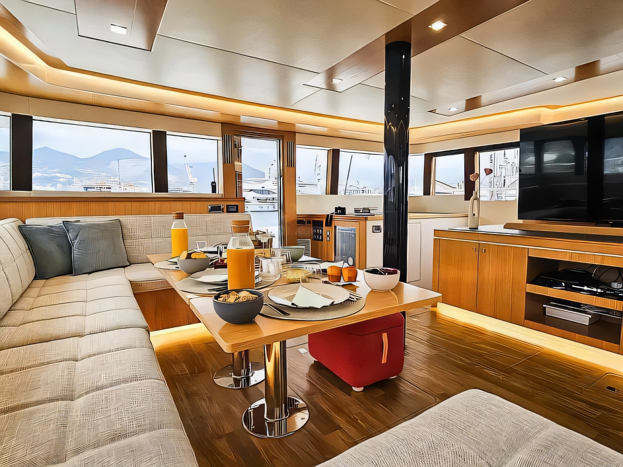 Layout of Mazarin 55 catamaran with 5 cabins Croatia yacht charter