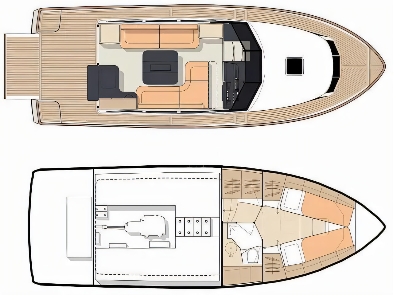 Interior of Greenline 33 motor boat with 1 cabins Croatia yacht charter