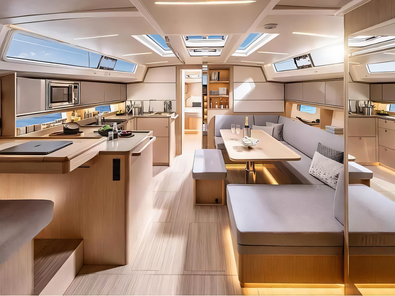 Layout of Bavaria C46 sail boat with 4 cabins Croatia yacht charter