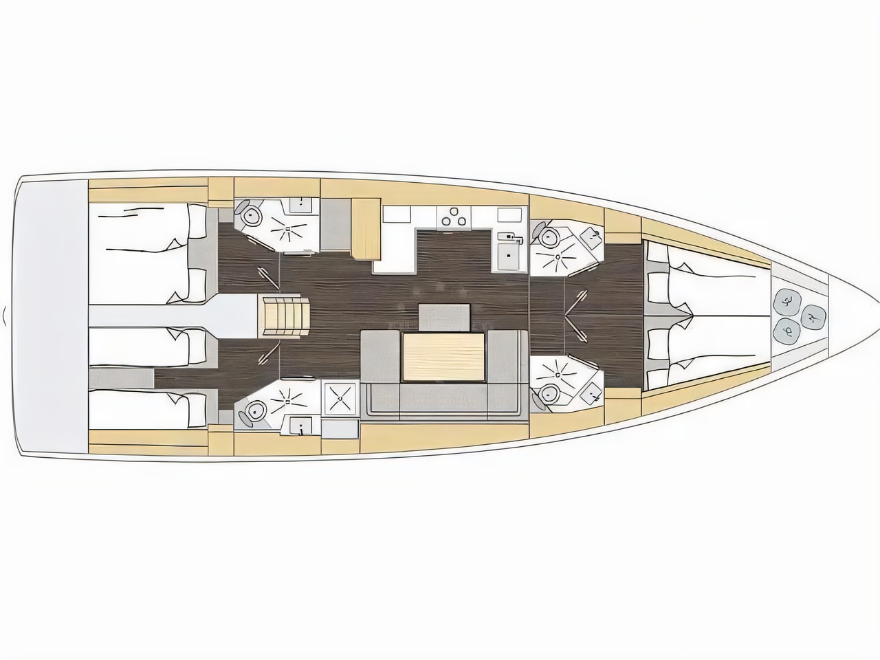Interior of Bavaria C46 sail boat with 4 cabins Croatia yacht charter