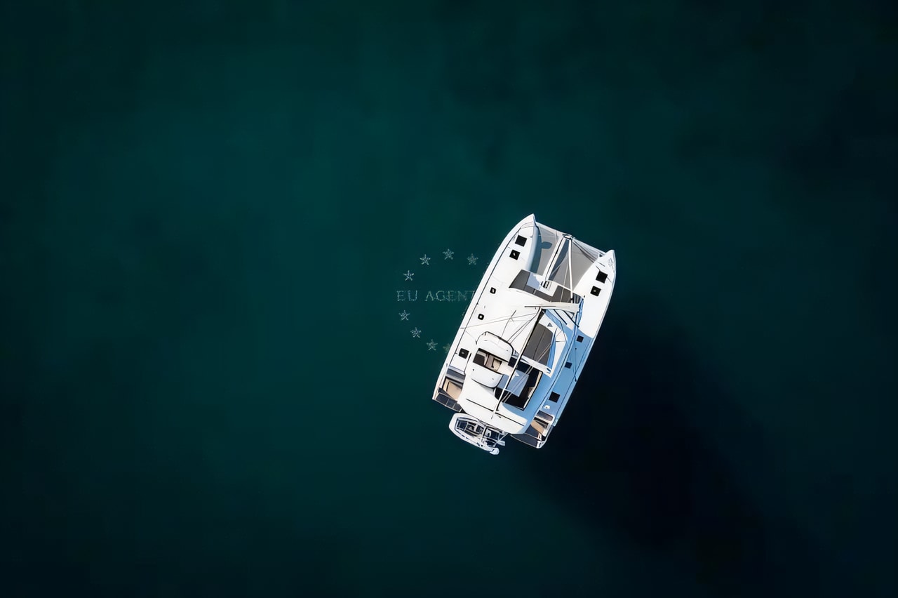 Exterior overview of Lagoon 43 catamaran for charter from Seget Donji Marina Baotic in the Split sailing area Croatia