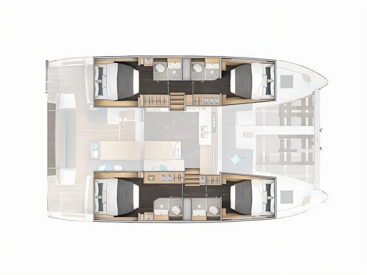 Interior of Lagoon 43 catamaran with 6 cabins Croatia yacht charter