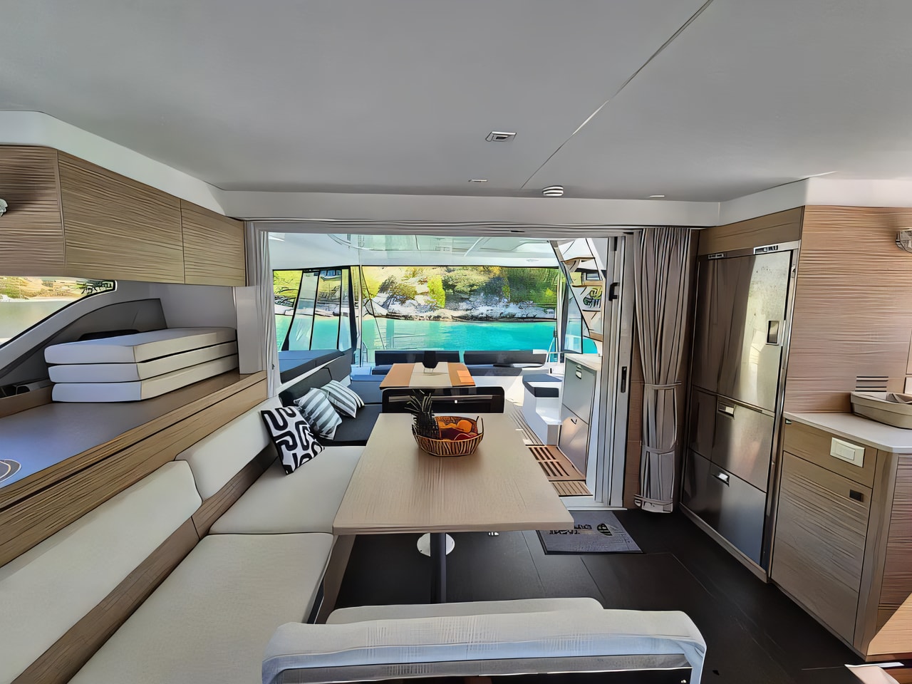 Layout of Lagoon 43 catamaran with 6 cabins Croatia yacht charter