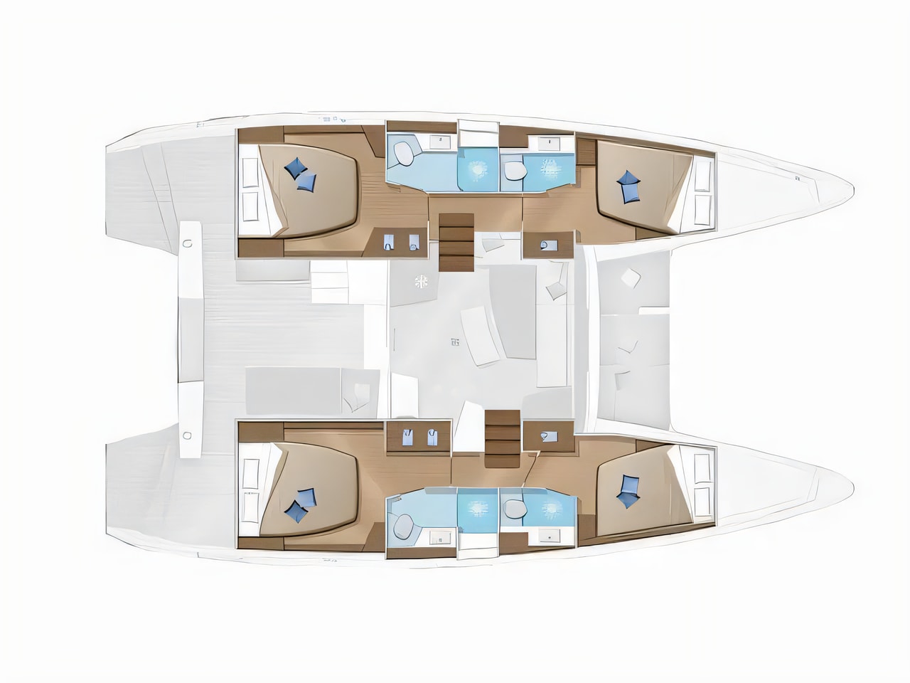 Interior of Lagoon 42 catamaran with 6 cabins Croatia yacht charter