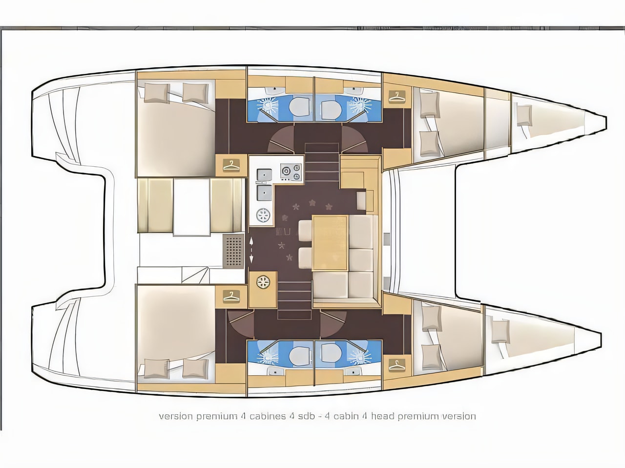 Interior of Lagoon 39 catamaran with 6 cabins Croatia yacht charter