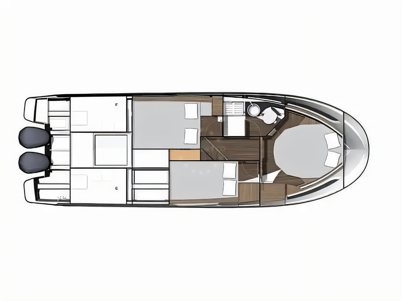 Interior of Merry Fisher 1095 FLY motor boat with 3 cabins Croatia yacht charter