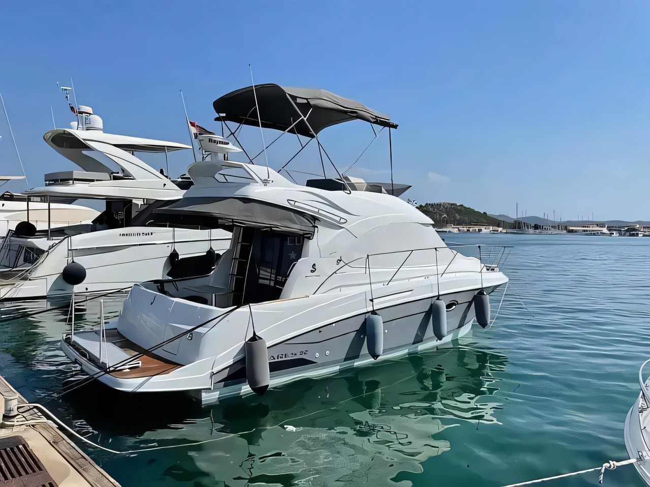 Exterior overview of Antares 32 motor boat for charter from Trogir ACI Marina in the Split sailing area Croatia