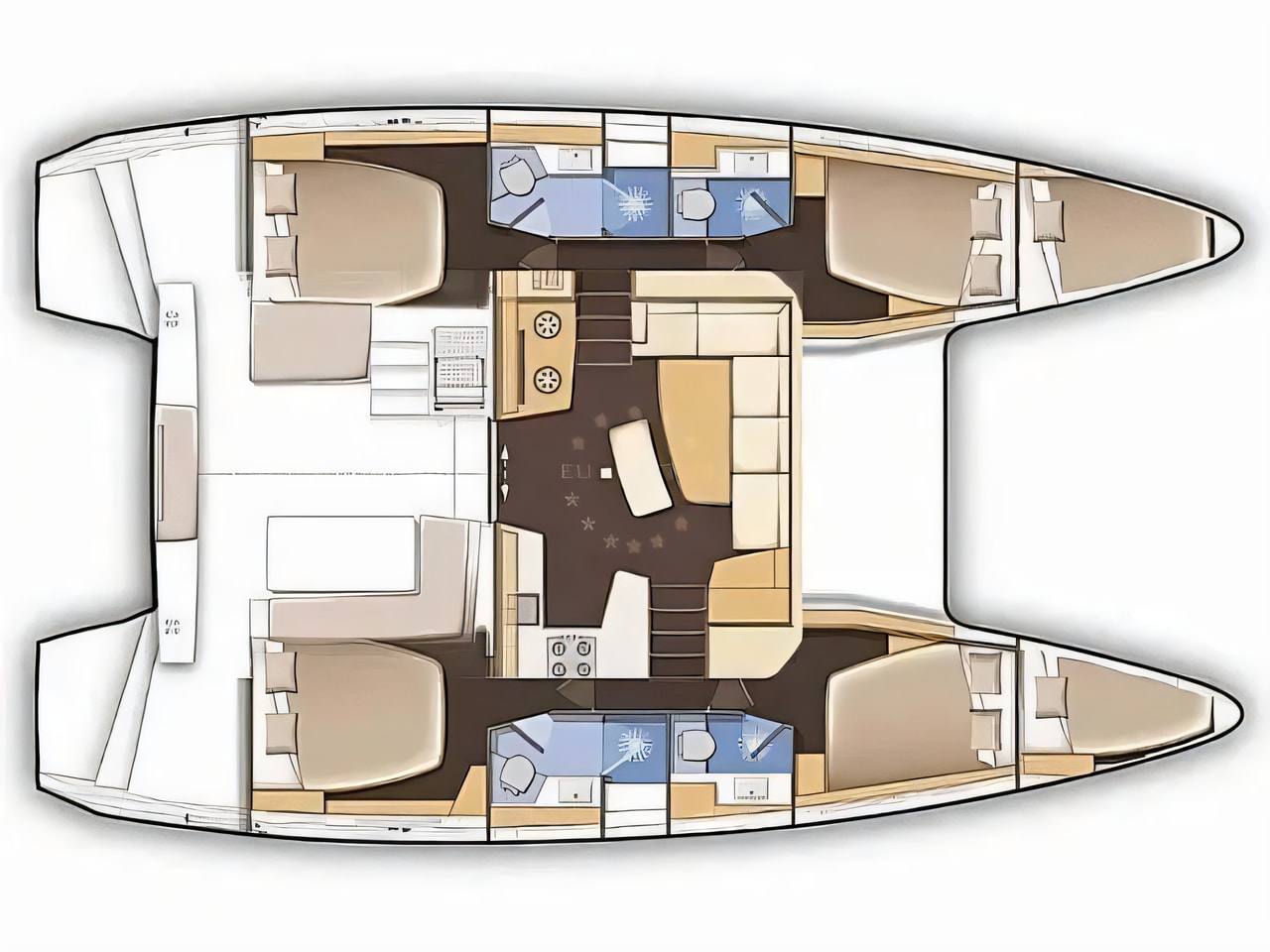 Interior of Lagoon 42 catamaran with 4 cabins Croatia yacht charter