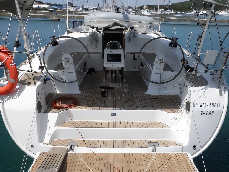 Exterior overview of Bavaria Cruiser 51 sail boat for charter from Sukosan Marina Dalmacija in the Zadar sailing area Croatia