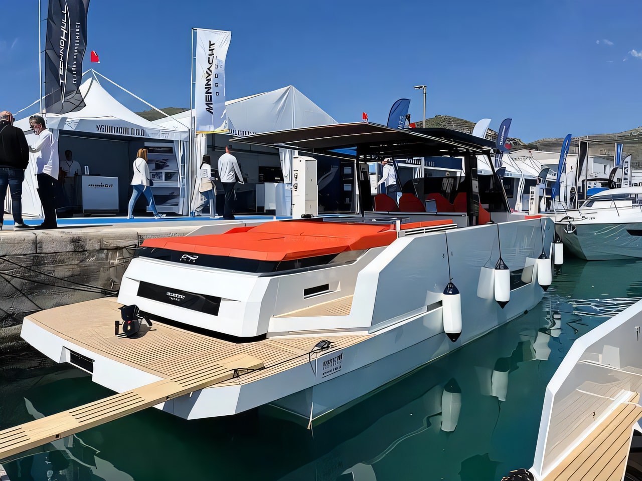 Exterior overview of De Antonio D42 Open motor boat for charter from Seget Donji Marina Baotic in the Split sailing area Croatia