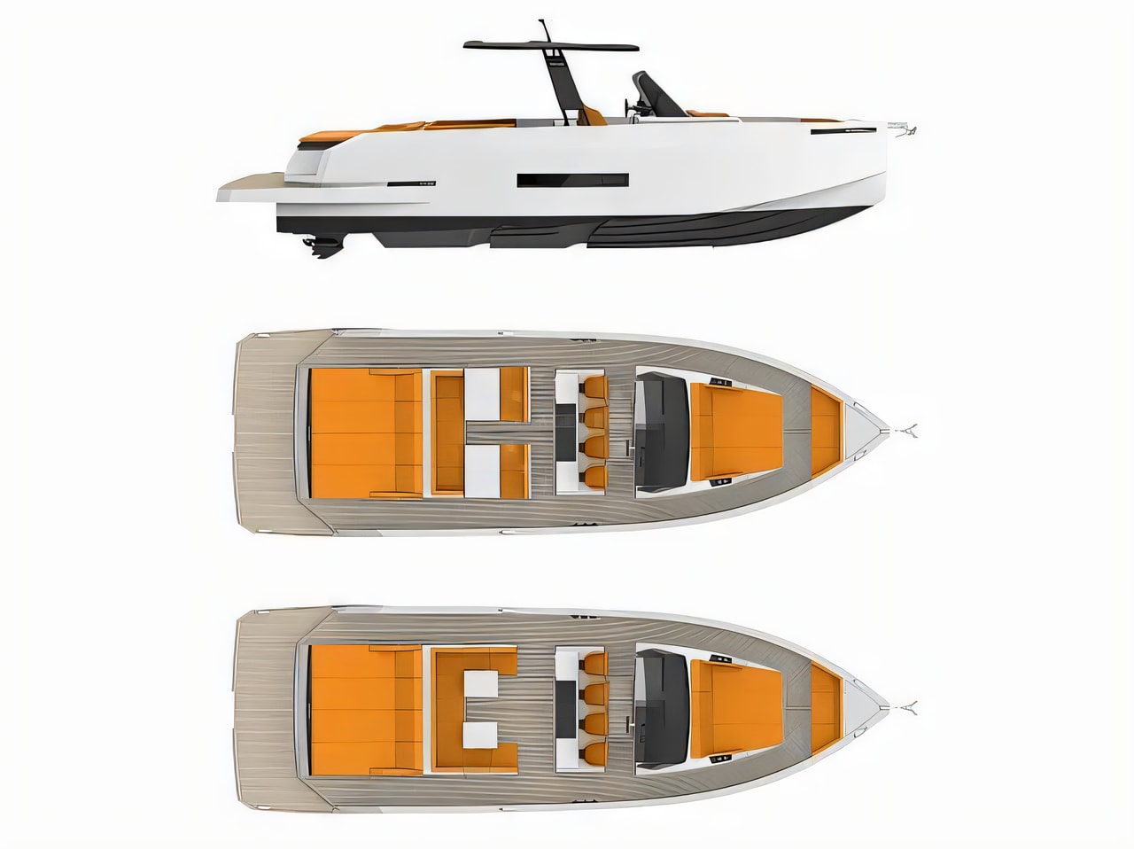 Interior of De Antonio D42 Open motor boat with 2 cabins Croatia yacht charter