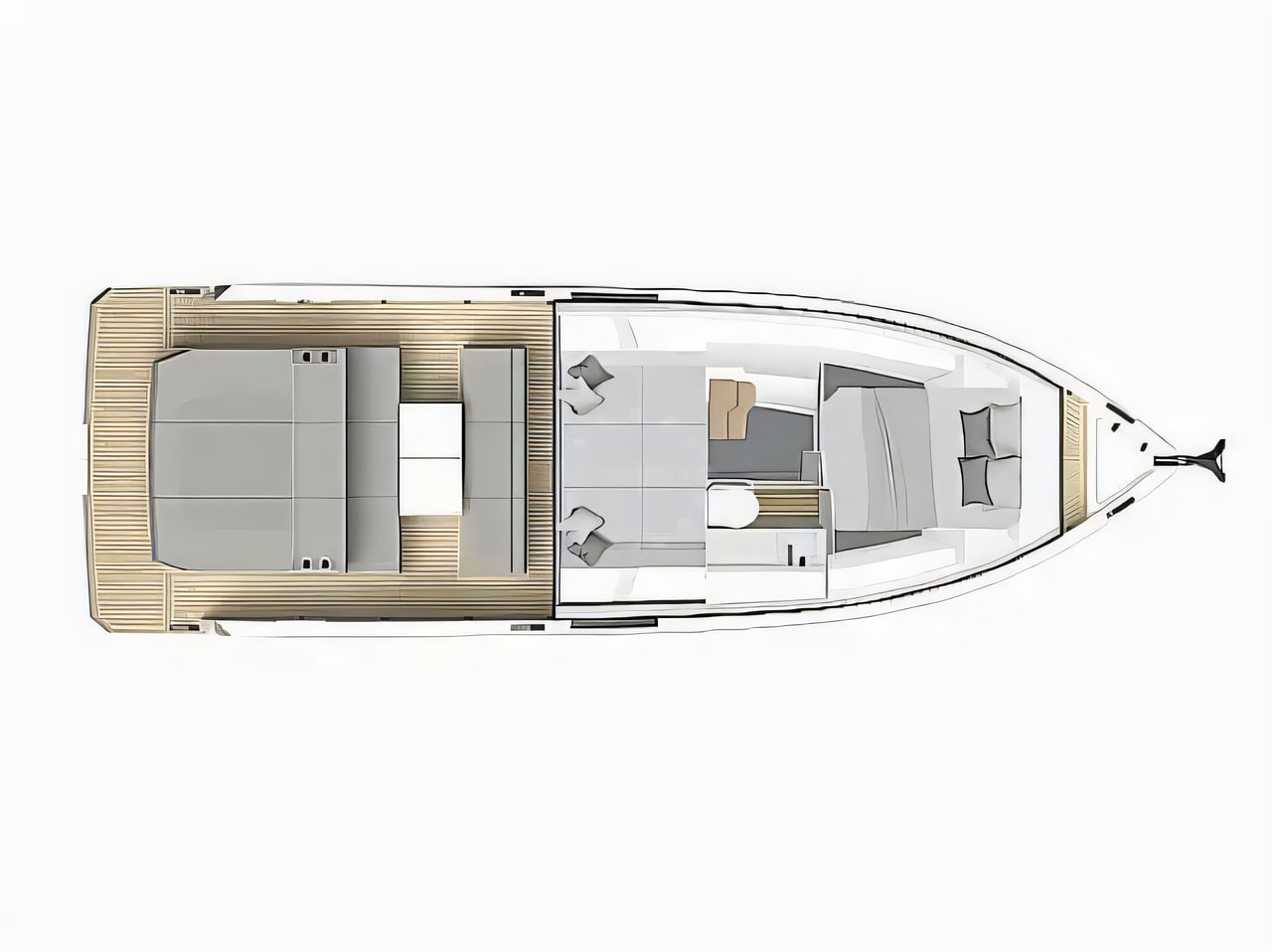Interior of De Antonio D32 motor boat with 2 cabins Croatia yacht charter