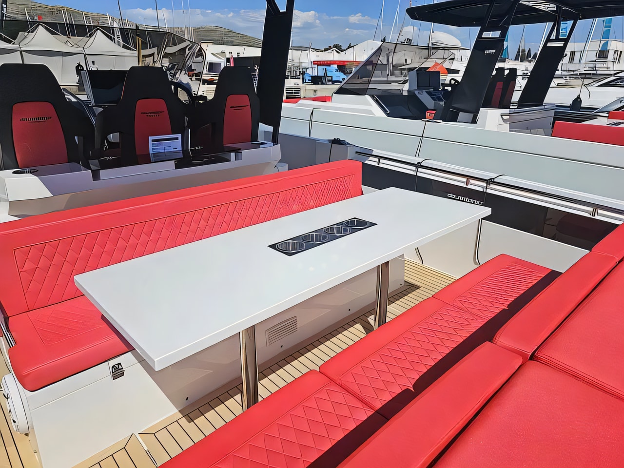 Layout of De Antonio D32 motor boat with 2 cabins Croatia yacht charter