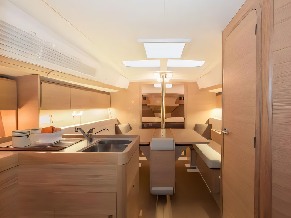 Interior of Dufour 350 Grand Large sail boat with 3 cabins Croatia yacht charter