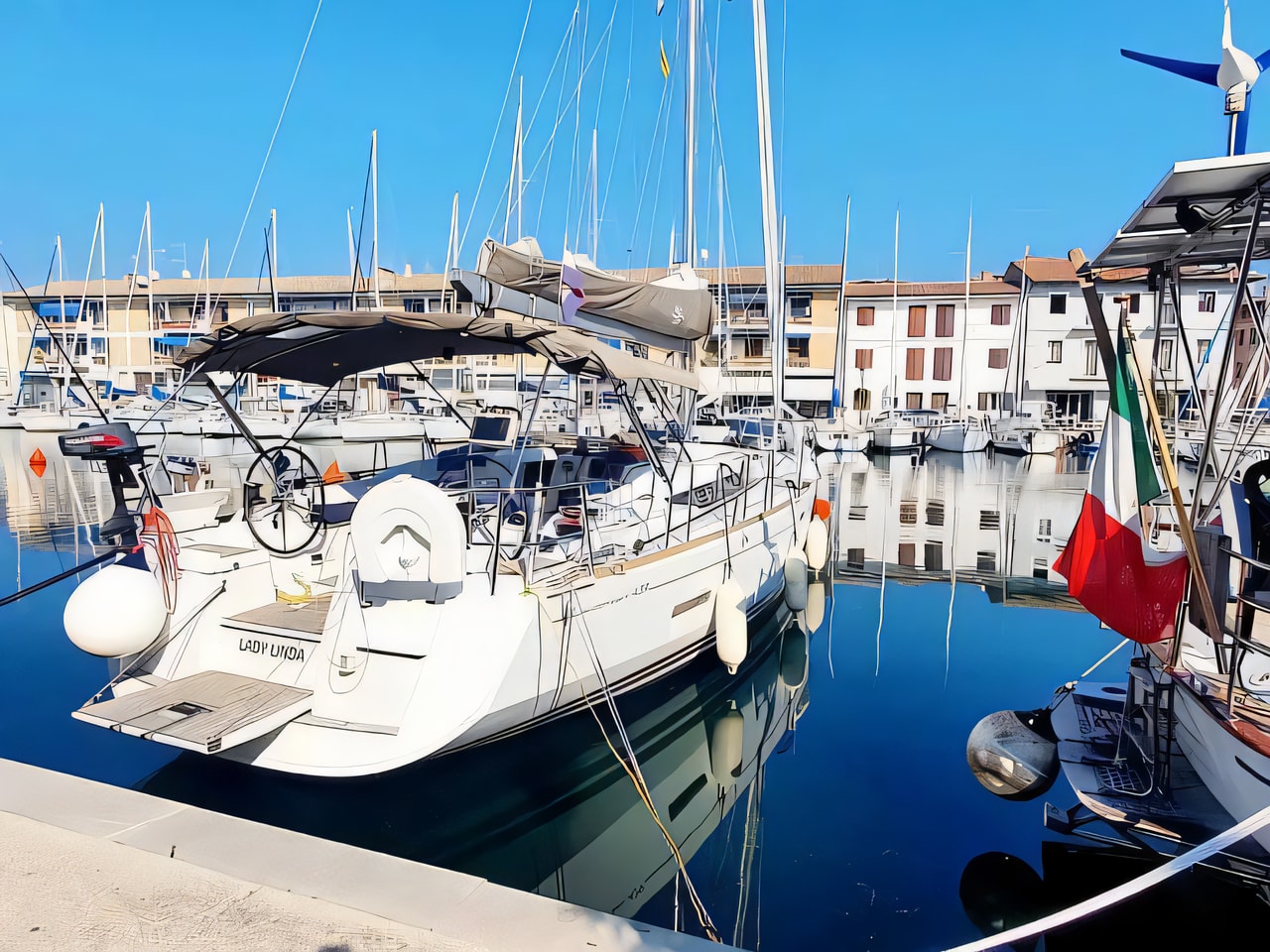 Exterior overview of Sun Odyssey 439 sail boat for charter from Baska Voda in the Split sailing area Croatia