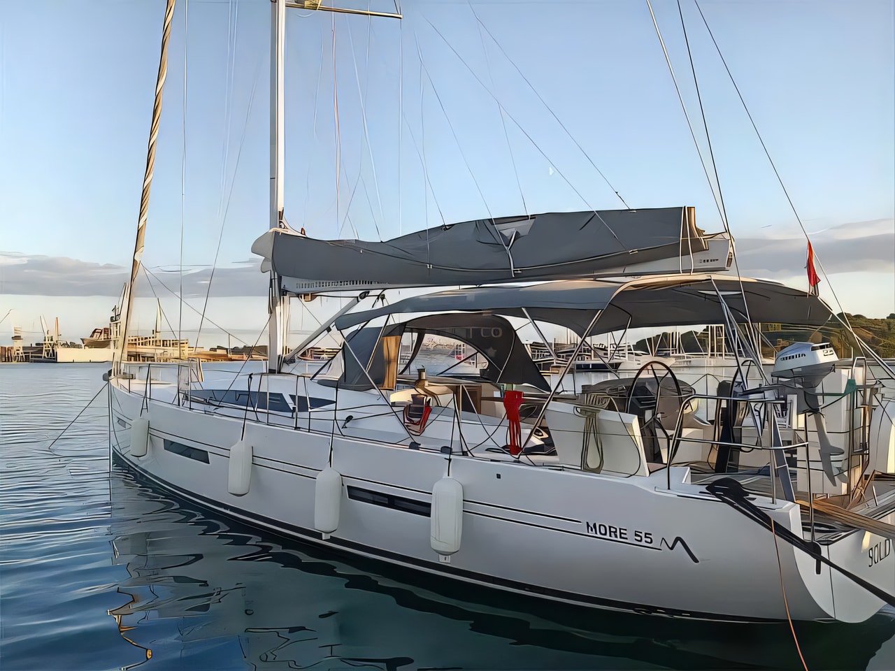Exterior overview of More 55 sail boat for charter from Pula Marina Polesana in the Istria / Kvarner sailing area Croatia