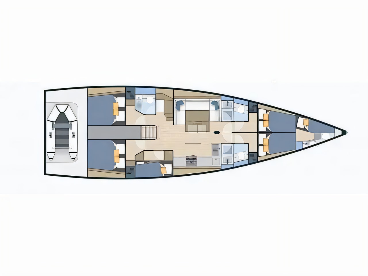 Interior of More 55 sail boat with 6 cabins Croatia yacht charter