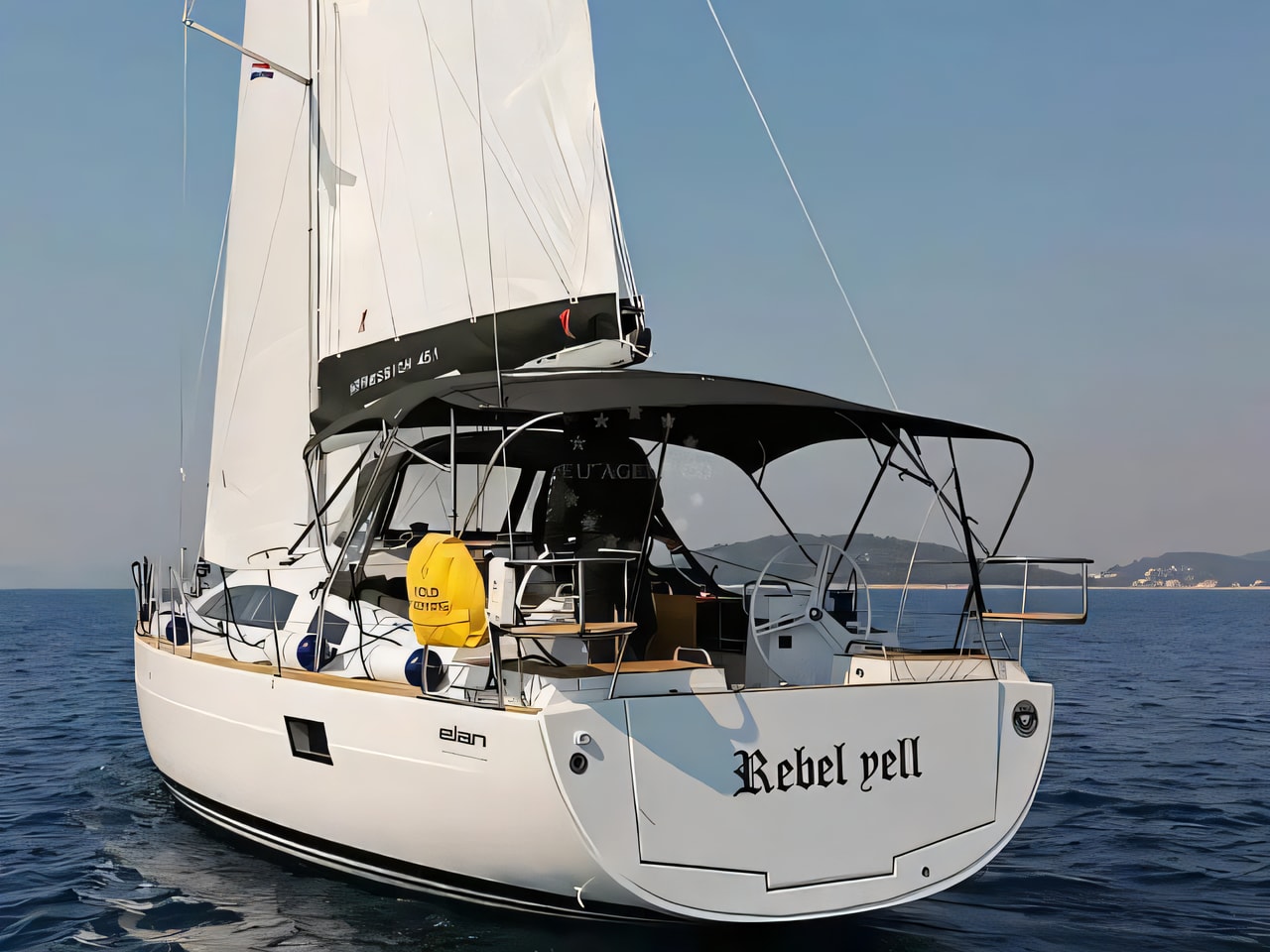 Exterior overview of Elan Impression 45.1 sail boat for charter from Pula Tehnomont Marina Veruda in the Istria / Kvarner sailing area Croatia