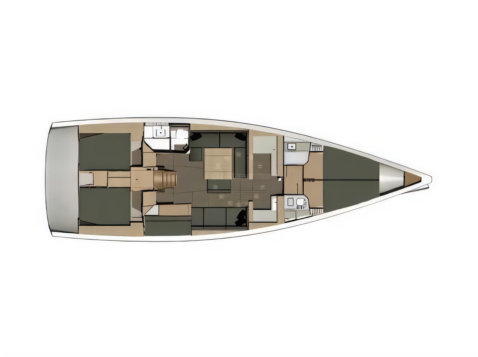 Layout of Dufour 500 Grand Large sail boat with 5 cabins Croatia yacht charter