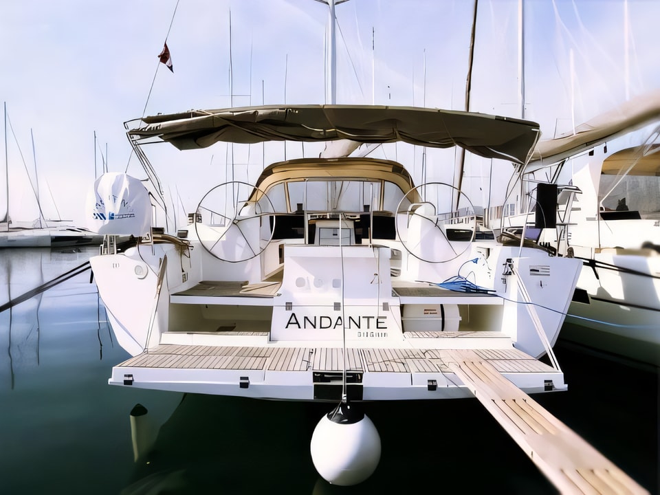 Exterior overview of Dufour 500 Grand Large sail boat for charter from Rogoznica Marina Frapa in the Sibenik sailing area Croatia