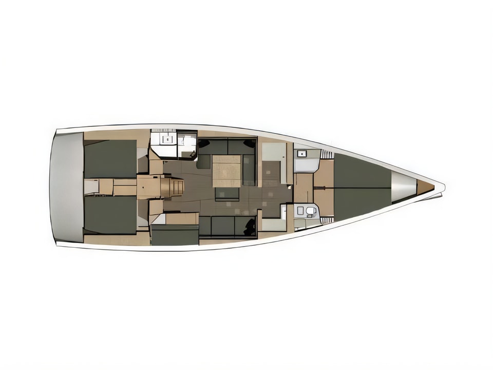 Layout of Dufour 500 Grand Large sail boat with 5 cabins Croatia yacht charter