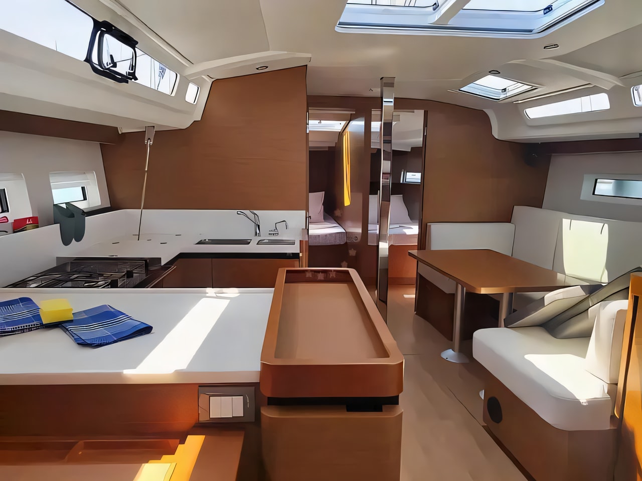 Layout of Sun Odyssey 440 sail boat with 4 cabins Croatia yacht charter