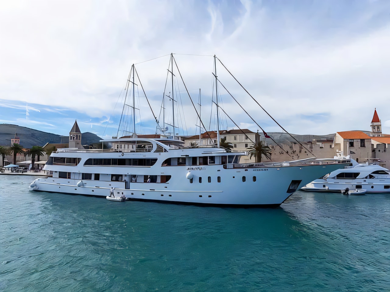 Exterior overview of Avantura cruiser for charter from Split Port in the Split sailing area Croatia