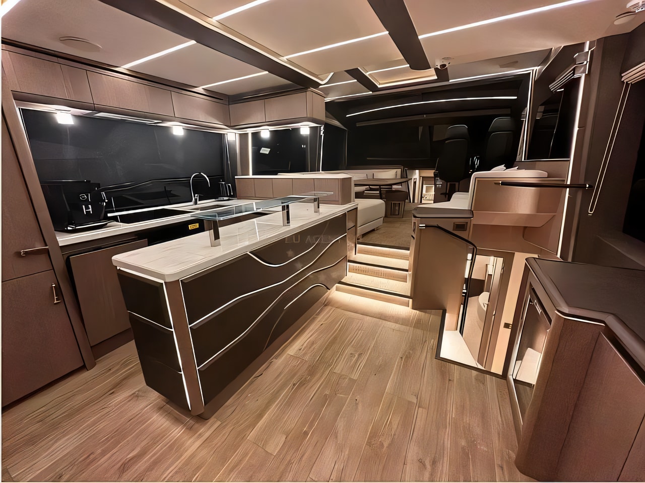 Layout of Galeon 680 Fly motoryacht with 4 cabins Croatia yacht charter