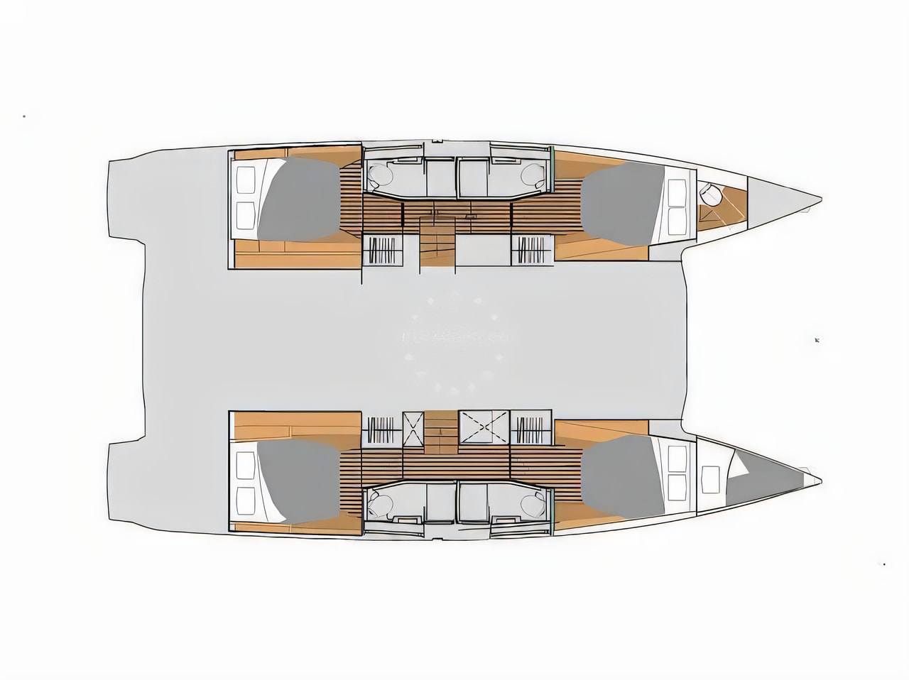 Interior of Elba 45 catamaran with 4 cabins Croatia yacht charter