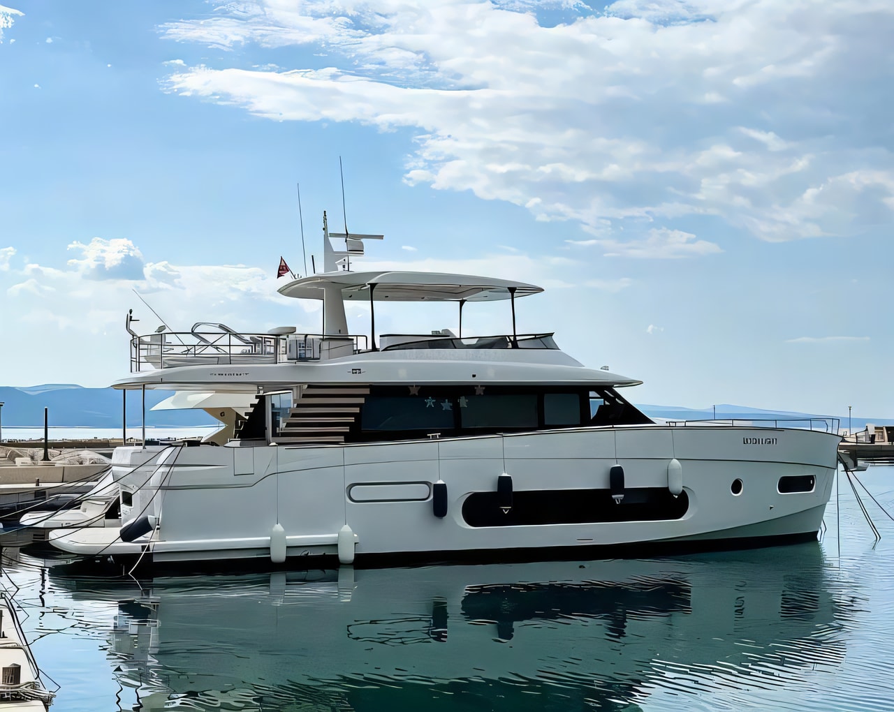 Exterior overview of Azimut Magellano 66 motoryacht for charter from Sukosan Marina Dalmacija in the Zadar sailing area Croatia