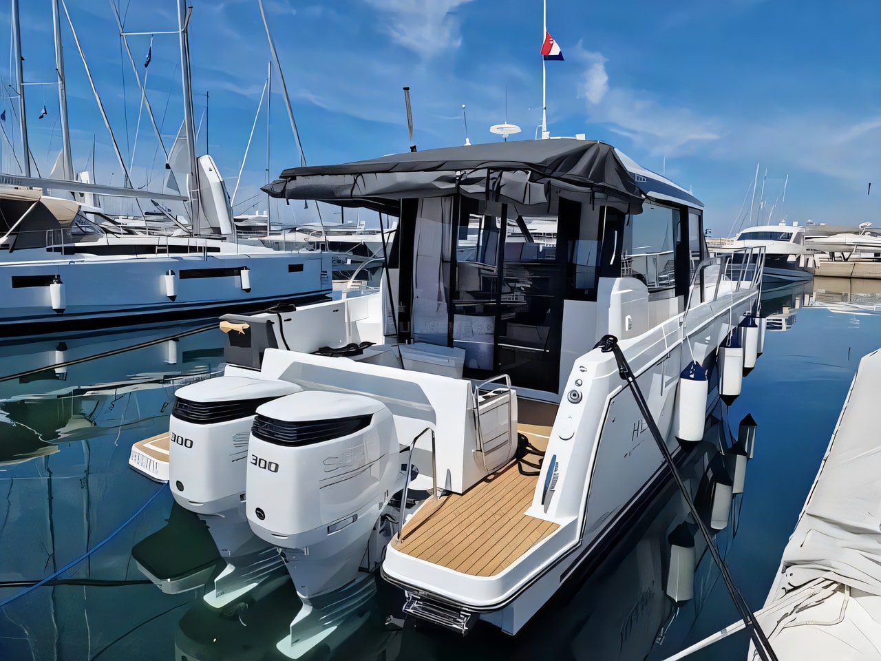 Layout of Merry Fisher 1095 motor boat with 3 cabins Croatia yacht charter