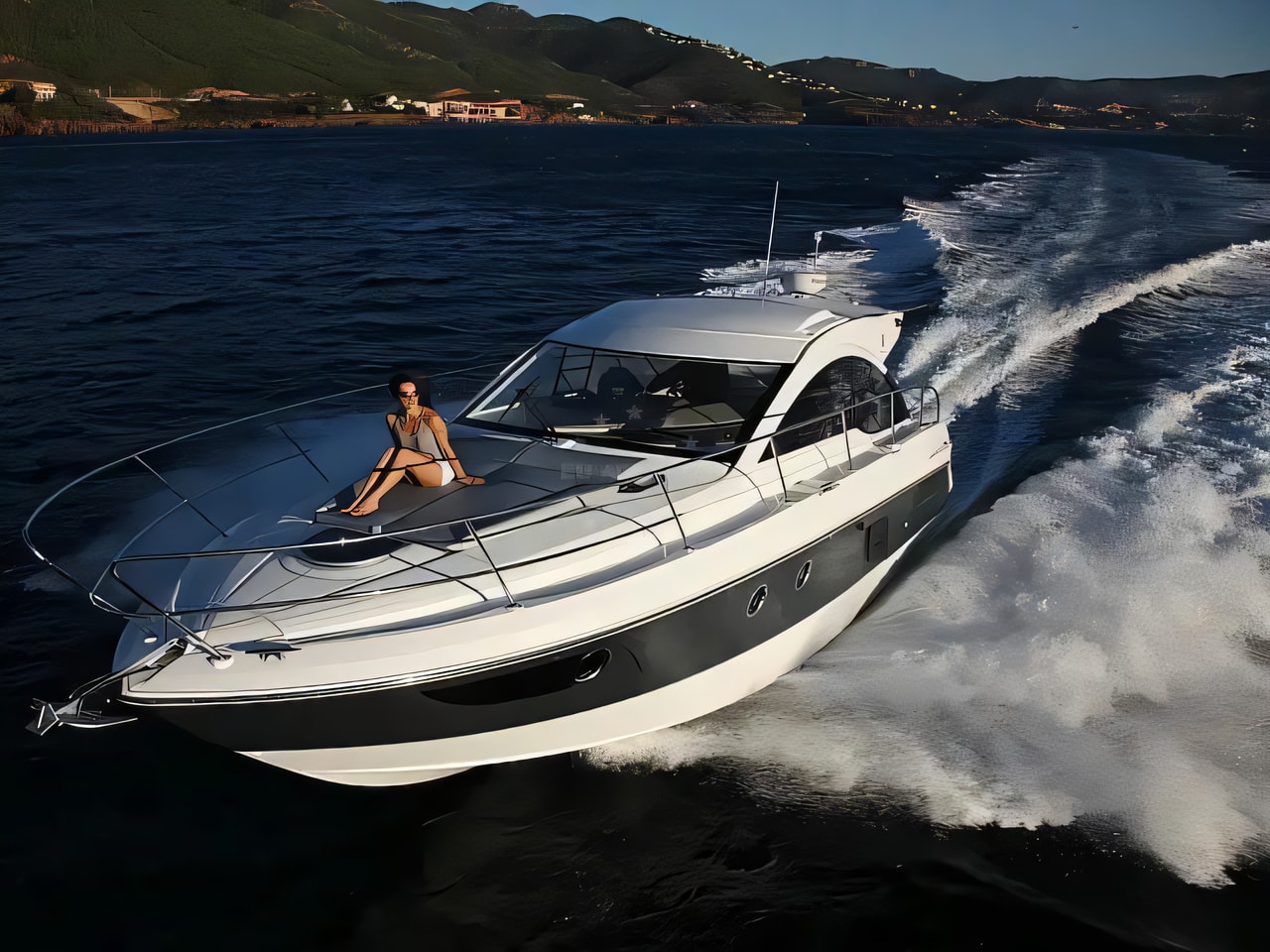 Exterior overview of Gran Turismo 38 motor boat for charter from Sukosan Marina Dalmacija in the Kornati sailing area Croatia