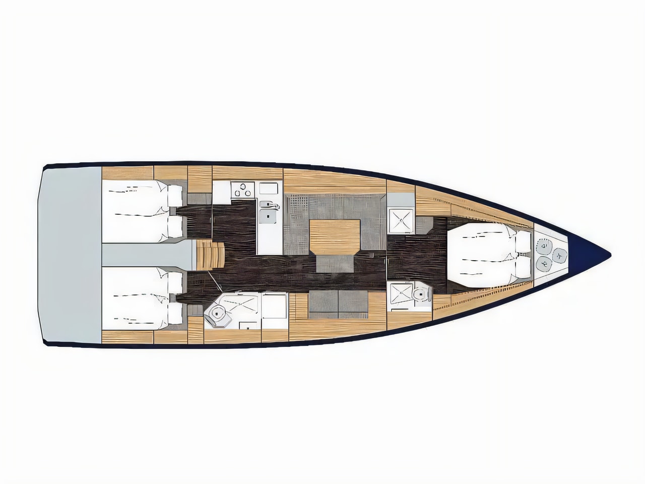 Interior of Bavaria C45 Style sail boat with 3 cabins Croatia yacht charter