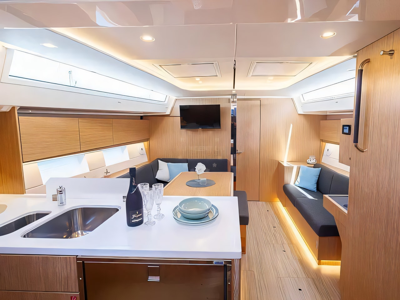 Layout of Bavaria C45 Style sail boat with 3 cabins Croatia yacht charter