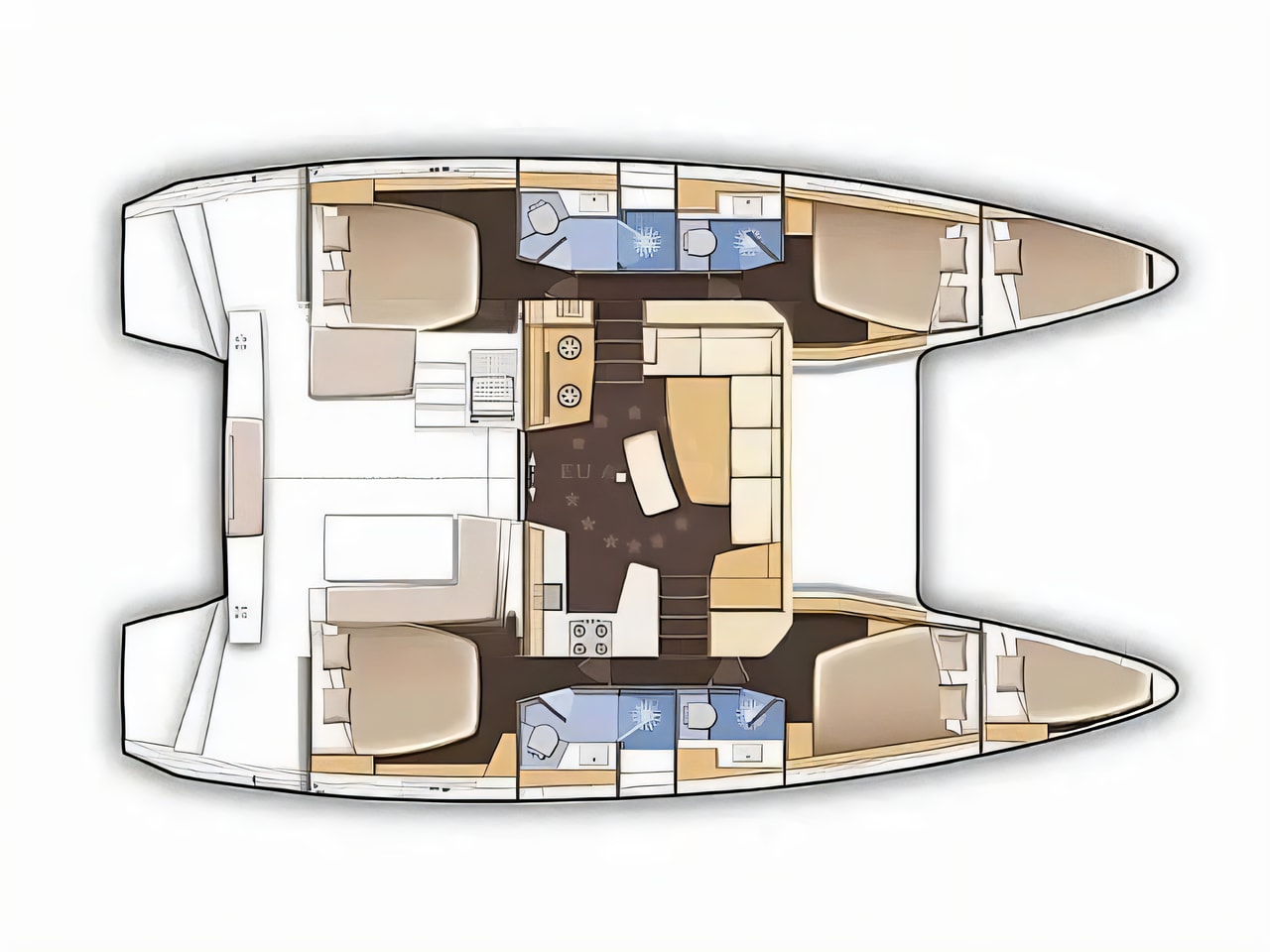 Interior of Lagoon 42 catamaran with 6 cabins Croatia yacht charter