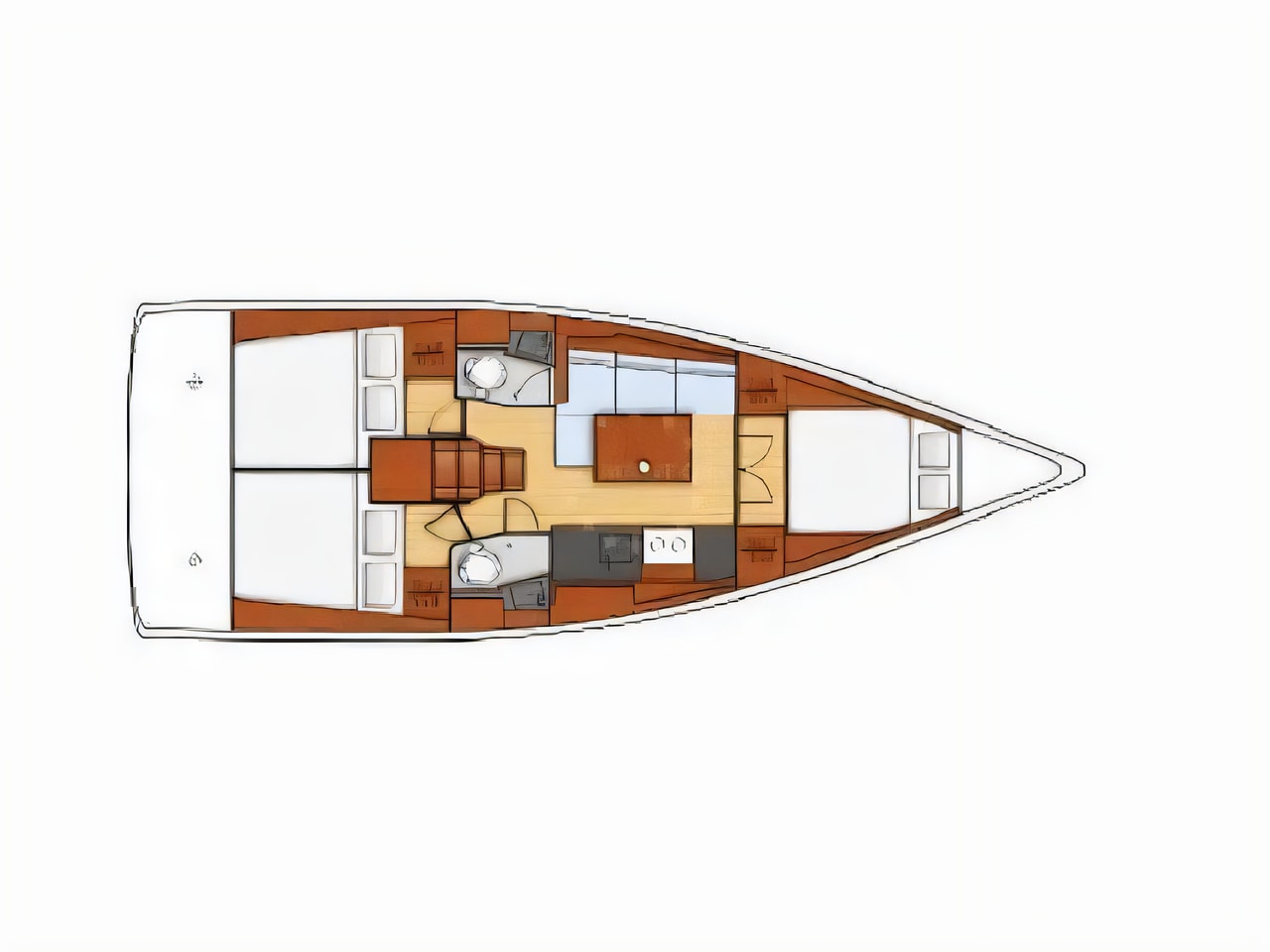 Interior of Oceanis 38.1 sail boat with 3 cabins Croatia yacht charter