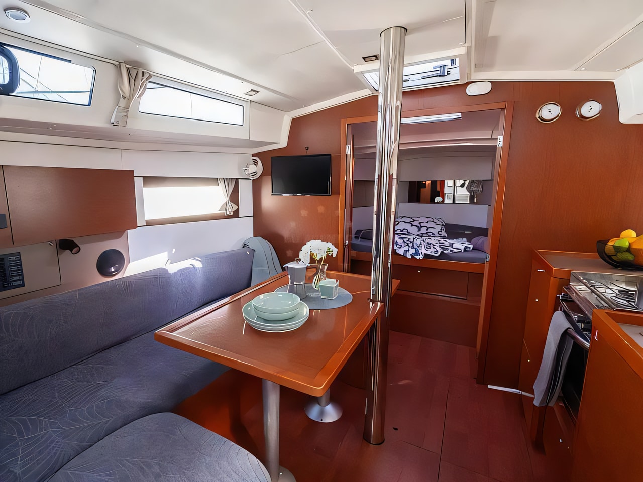 Layout of Oceanis 38.1 sail boat with 3 cabins Croatia yacht charter