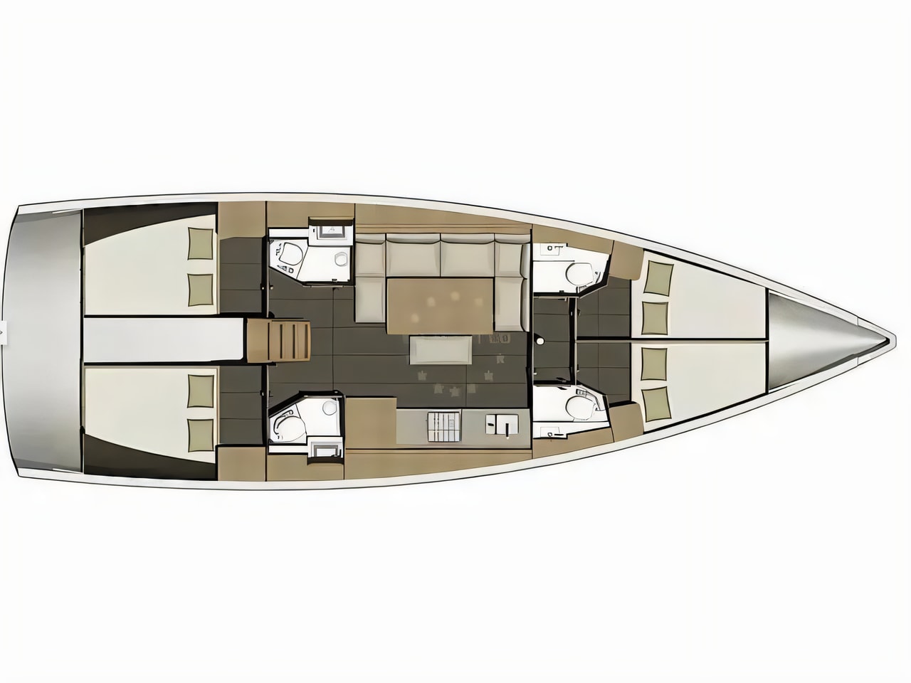 Interior of Dufour 460 Grand Large sail boat with 4 cabins Croatia yacht charter