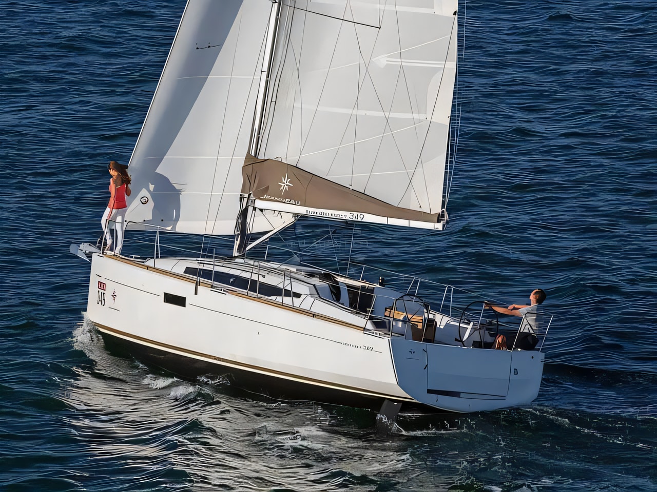 Exterior overview of Sun Odyssey 349 sail boat for charter from Zadar Marina in the Kornati sailing area Croatia