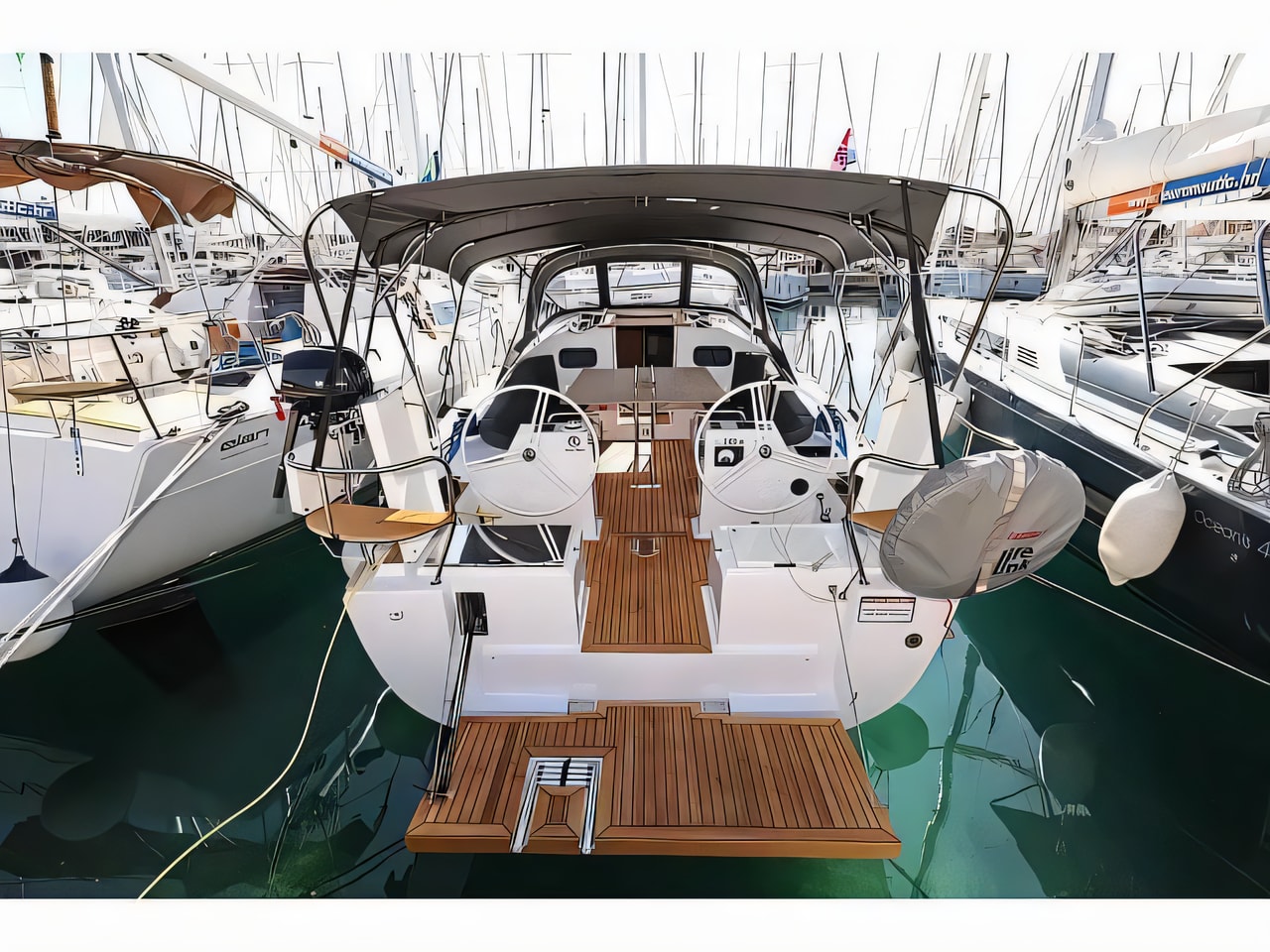 Exterior overview of Elan Impression 40.1 sail boat for charter from Biograd Kornati in the Zadar sailing area Croatia