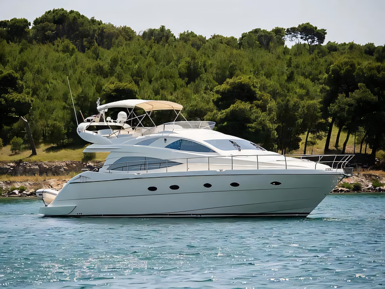 Exterior overview of Aicon 56 motoryacht for charter from Podstrana Marina Lav in the Split sailing area Croatia