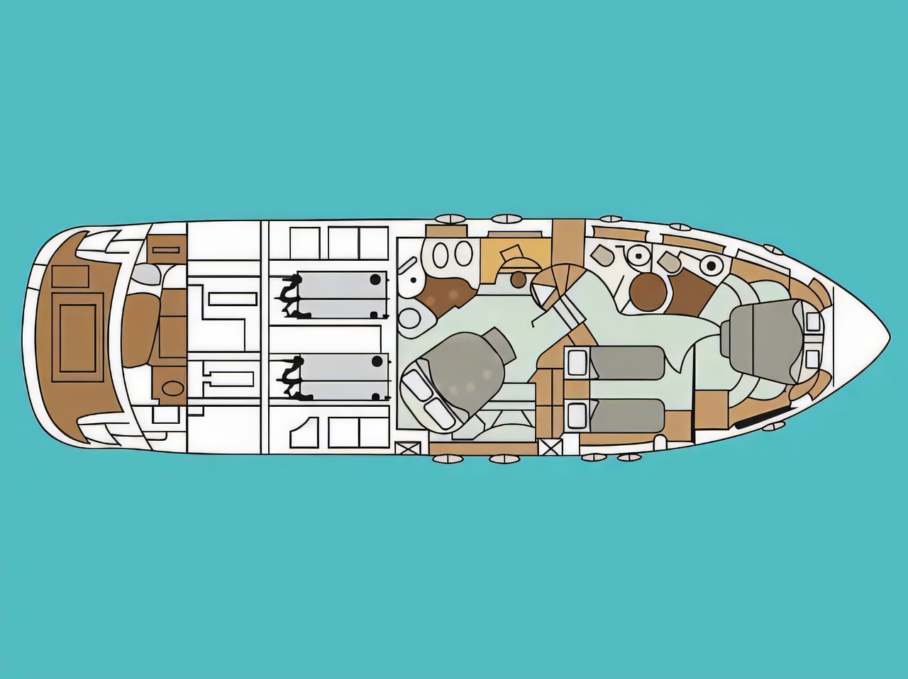 Interior of Aicon 56 motoryacht with 3 cabins Croatia yacht charter