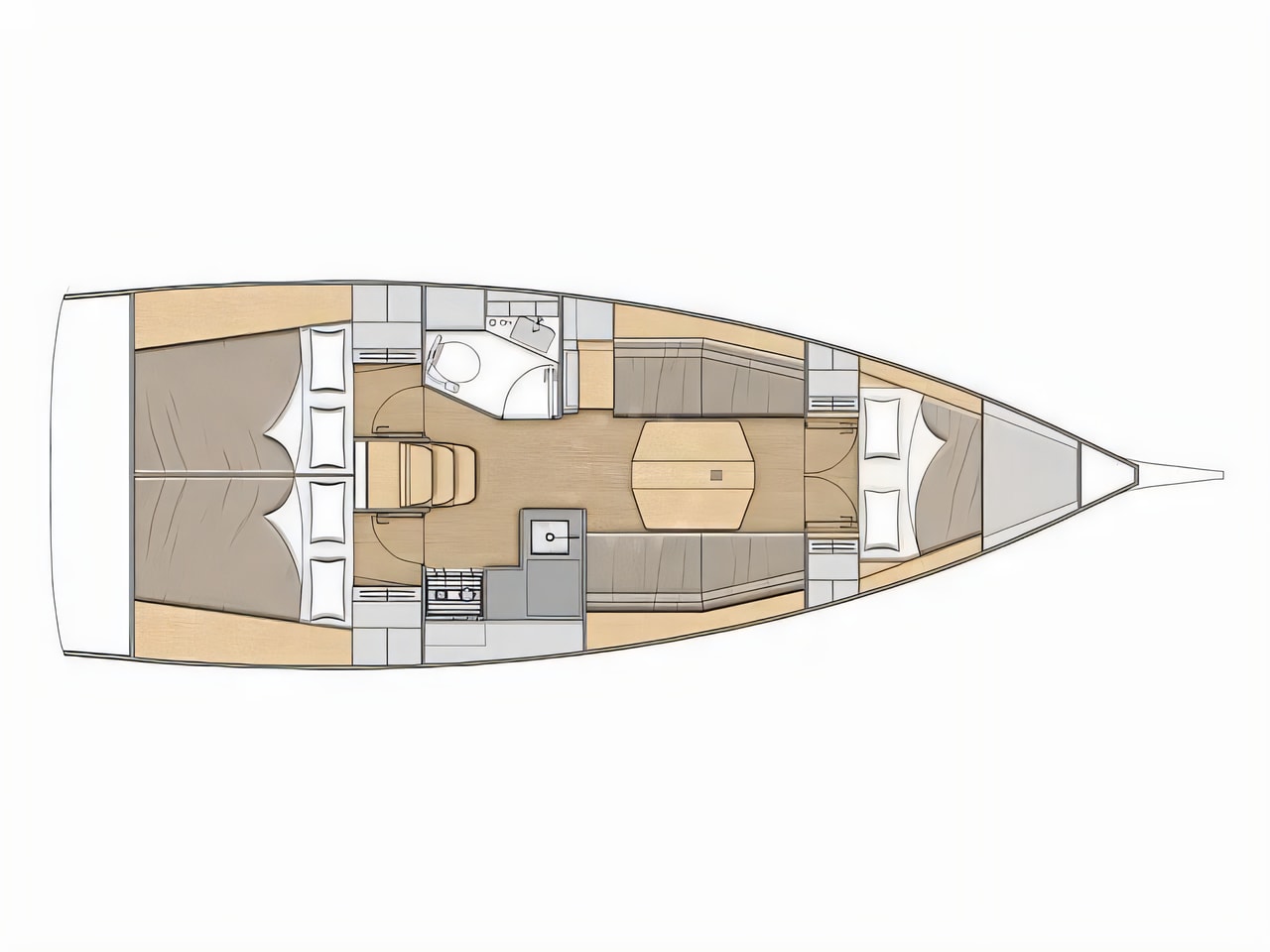 Interior of Oceanis 34.1 sail boat with 3 cabins Croatia yacht charter